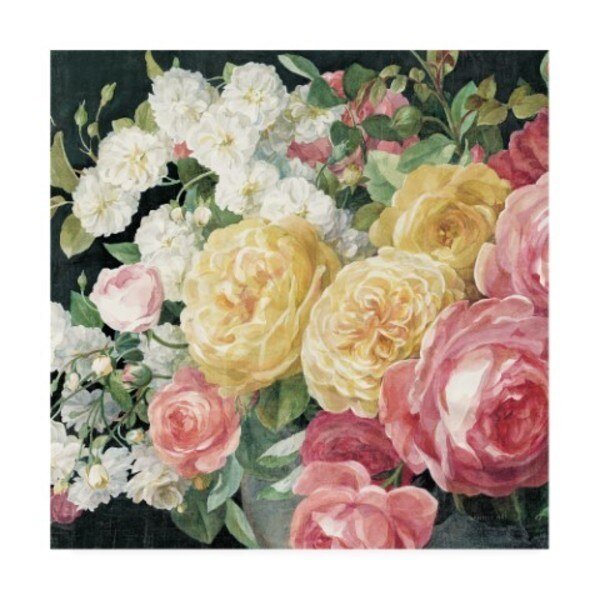 Danhui Nai 'Antique Roses On Black Crop' Canvas Art, 24x24, Trademark Fine Art, Mfr#: WAP10782-C2424GG